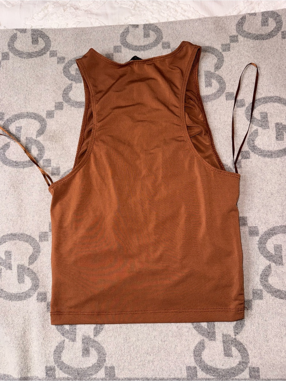 Dynamite Ruched Crop Tank Top - Brown - Picture 7 of 7